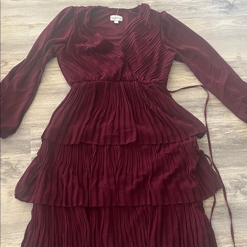 Elegant Burgundy Long Sleeve Dress